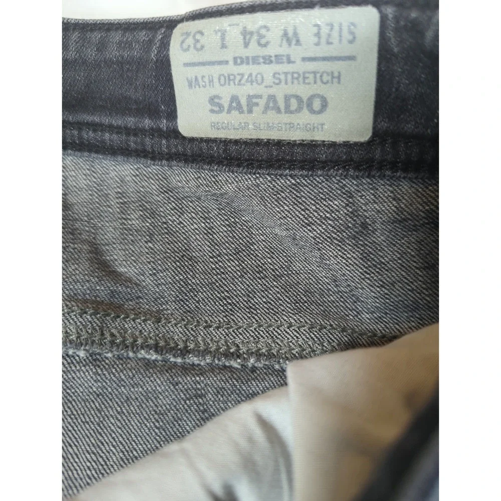 Diesel Industry SAFADO Jeans Men 34 x 32 Regular Slim Straight  Button Fly ORZ40